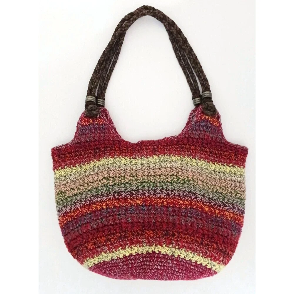 The Sak Happy Free Multicolor Crochet Hobo Bag Braided Leather Straps